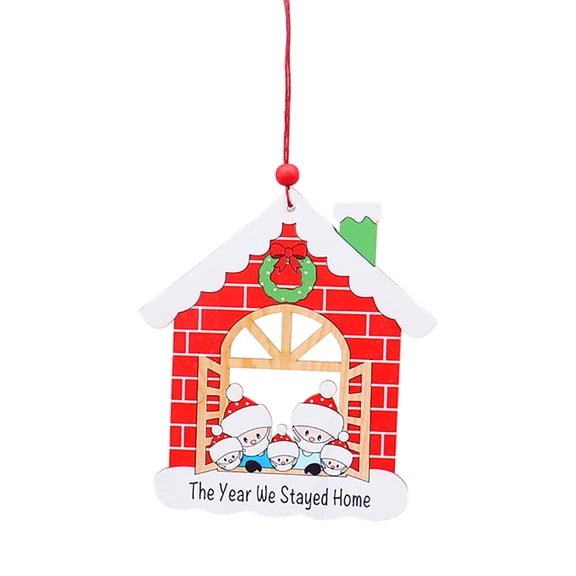 den Christmas Tree Ornaments, Vintage Style Hanging Wood Pendants Warm Holiday Decor for Home, Mantel, Window Red