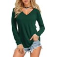 thumbnail image 1 of Womens V Neck Long/Short Sleeve T Shirts Basic Tee Tops, 1 of 3