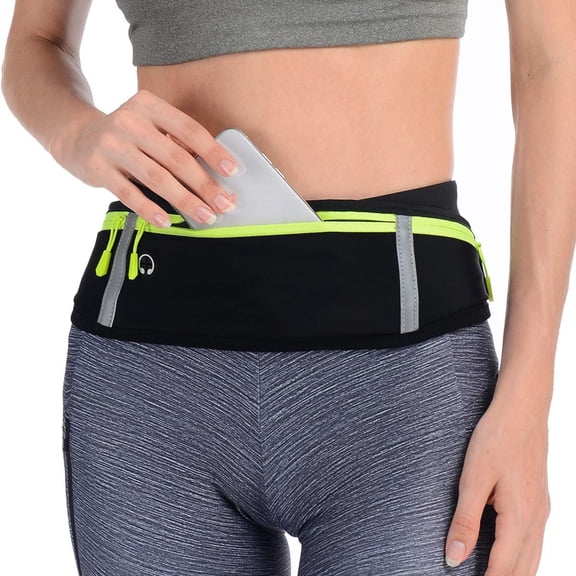 OQRKI Slim Running Belt, Workout Fanny Pack for Men Women,Exercise Waist Pack for Iphone Holder, Runner Belt for Running Walking Cycling Camping Gym Slim Fit Phone Holder for Running