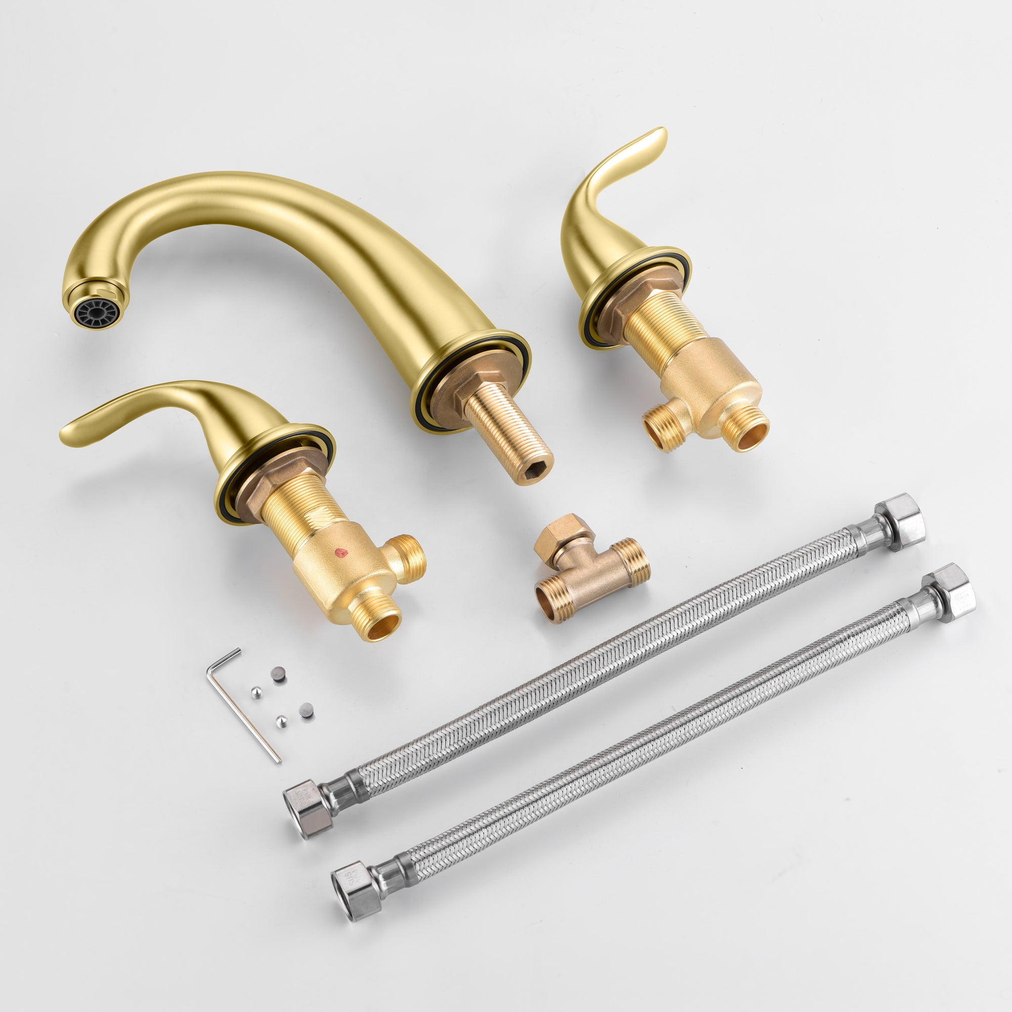 Sumerain High Flow Brushed Gold Two Handle Roman Tub Faucet with Valve