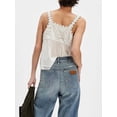 thumbnail image 3 of Women Lace Trim Tank Tops Y2k Tie Front Semi Sheer Crop Vest Cute Sleeveless Scoop Neck Flowy Shirt White M, 3 of 8