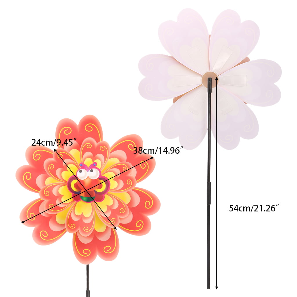 Joyibay 3PCS Kids Pinwheel Double Flower Windmill Wind Spinner for Outdoors 