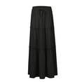 thumbnail image 4 of BRDFRL Skirts for Women Summer Boho Casual Maxi Flowy Elastic High Waist A-Line Tiered Swing Floral Long Skirts with Pockets Black XXL, 4 of 6