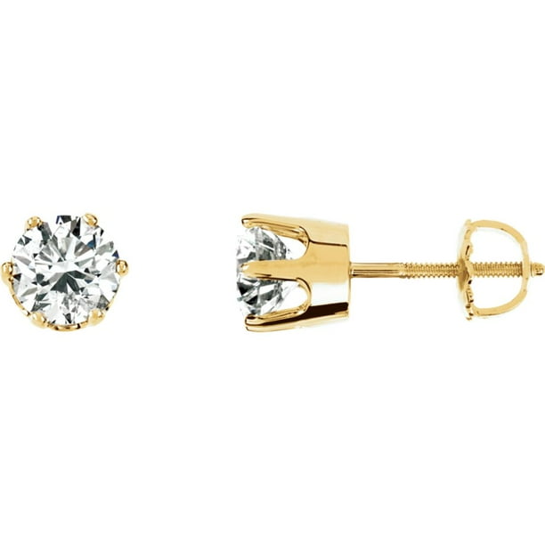 Diamond2Deal 14K Yellow Gold Diamond Threaded Post Stud Earrings for