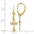 thumbnail image 2 of FJC jewelers 10 kt Two Tone Gold Dangle Two-tone Heart on Cross Leverback Earrings 32 mm x 9 mm, 2 of 6