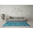 thumbnail image 3 of Ahgly Company Indoor Square Oriental Light Blue Industrial Area Rugs, 4' Square, 3 of 4