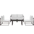 thumbnail image 2 of Modway Fortuna 5 Piece Outdoor Patio Sectional Sofa Set in Brown White, 2 of 7