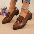 thumbnail image 5 of Domuza Women’s Patent Leather Bow Loafers, Classic Round Toe Low Block Heel Slip On Dress Shoes for Office Work School Daily Wear 8.5（EU-41） 41, 5 of 5
