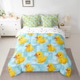 thumbnail image 2 of jejeloiu Cute Rubber Ducks 7 Pieces Bedding Comforter Set,Abstract Geometric Check Full Bedding Set,Cartoon Animal Fitted Sheet Flat Sheet For Kids,Luxury Bedroom Decor Reversible, 2 of 8