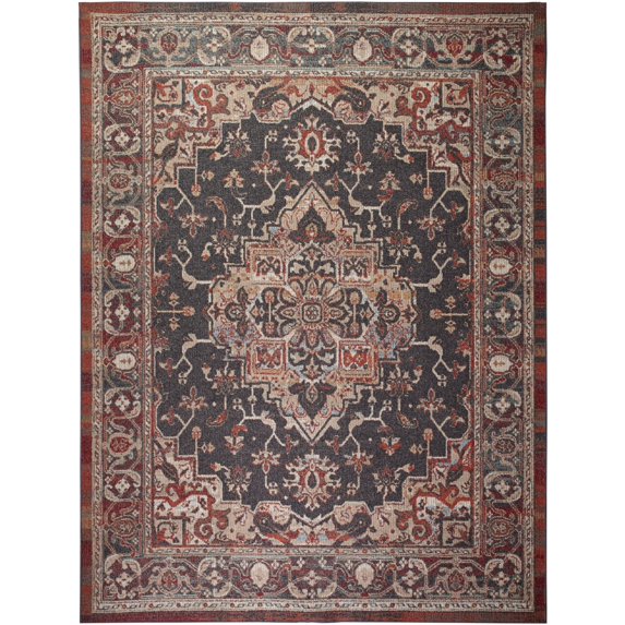 Mohawk Home Heritage Kizzy Multi Printed Area Rug, 7'6"x10', Orange & Teal
