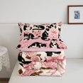 thumbnail image 5 of Manfei Retro Bow Cat Full Size Comforter Sets, Modern Rose Floral Bedding Comforter Set, Soft Pink, Pink Reversible, 3-Piece, 1 Comforter and 2 Pillowcases, 5 of 7