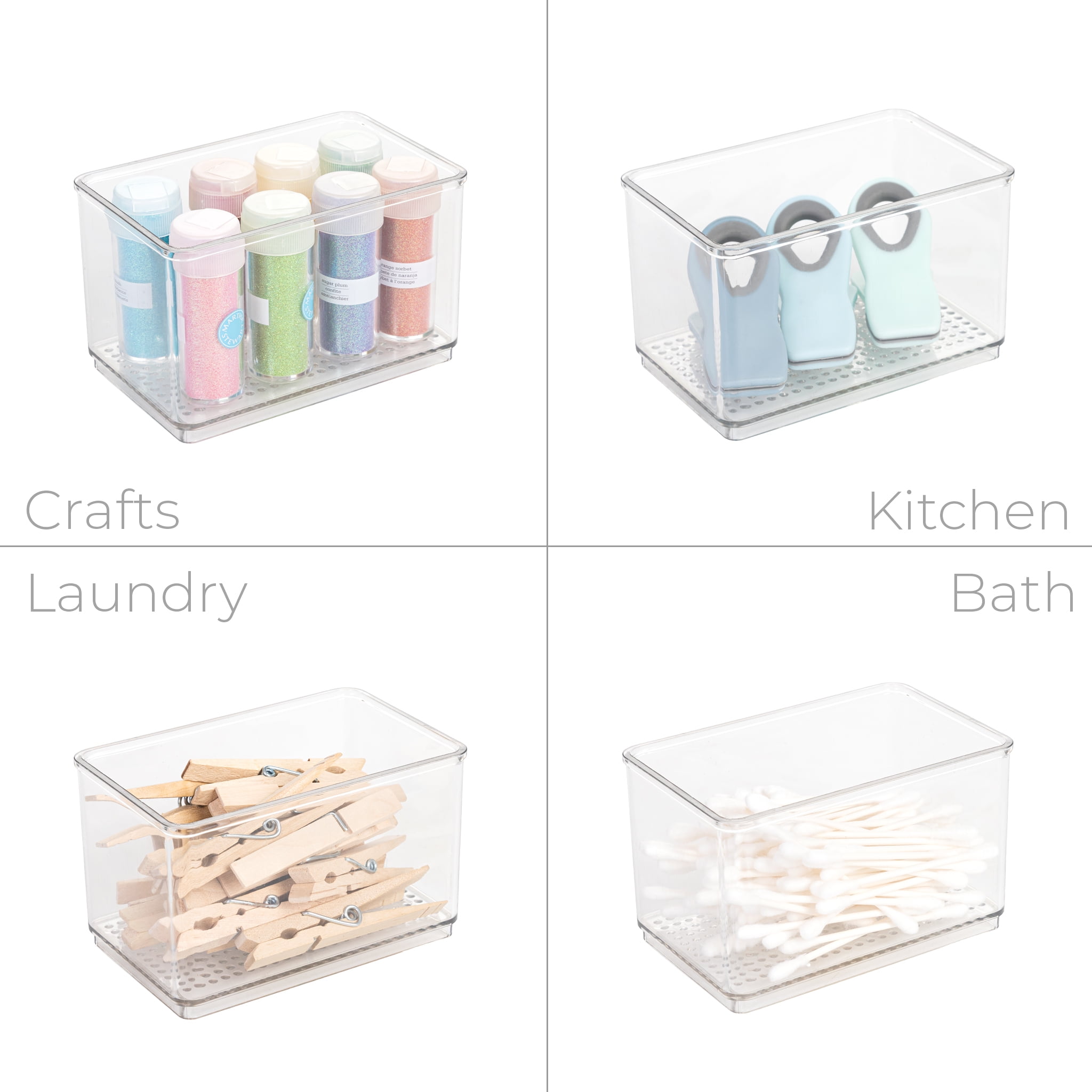 Mainstays Clear Plastic Organizer Bin for Bathroom