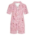 thumbnail image 4 of GERsome Womens Pajama Sets 2 Piece Sleepwear Pjs Set Short Sleeve Button Down Top and Short Color Block & Floral Print Loungewear S-XXL, 4 of 4