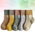 thumbnail image 2 of 5 Pairs Children's Stockings Cotton Socks Mid-calf Length Socks Warm Keeping Footwear for Kids (Random Color, 7-12 Years Old), 2 of 4