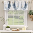 thumbnail image 3 of Navy Blue Abstract Art Valances for Windows, Decorative Rod Pocket Window Valance Curtains, Geometric Luxury Modern Art Short Curtain Drapes for Kitchen/Bathroom/Living Room, 2 Panels, 42" W x 12" L, 3 of 9