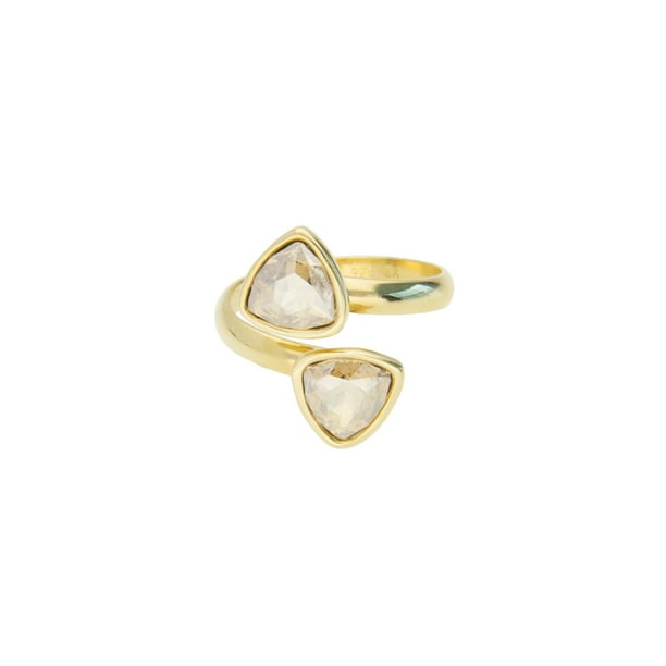 Anillo para Mujer con Cristal Fino Swarovski Trillant, Bañado en Oro 14k, Anillo Elegante y Brillante-Aretes de Mujer de Moda, Joyería para Mujer de Moda, Regalo especial Ortiz Espinosa Temporada