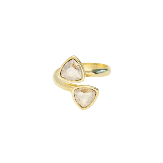Anillo para Mujer con Cristal Fino Swarovski Trillant, Bañado en Oro 14k, Anillo Elegante y Brillante-Aretes de Mujer de Moda, Joyería para Mujer de Moda, Regalo especial Ortiz Espinosa Temporada