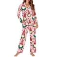 thumbnail image 2 of Garronmavis Christmas Gnome Pajama Sets for Women 2 Piece Holiday Theme Long Sleeve Button-Down Sleepwear Loungewear 2 Piece PJS Set, 2 of 7