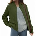 thumbnail image 4 of MaFYtyTPR Casual Jacket for Women Ladies Leisure Long Sleeve Lapel Jacquard Fashion Zipper Jackets Coat Army Green L, 4 of 5