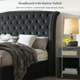 thumbnail image 5 of Luxurious Upholstered Wingback Storage Platform Bed with 60 inch High Headboard, Premium Linen, Dual Storage Drawers, and Sprung Slats-QUEEN INK BLUE, 5 of 10