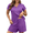 Purple, variant on Fantaslook Womens Pajamas Sets V Neck Short Sleeve Lounge Top and Shorts Outfits Casual Loungewear with Pockets