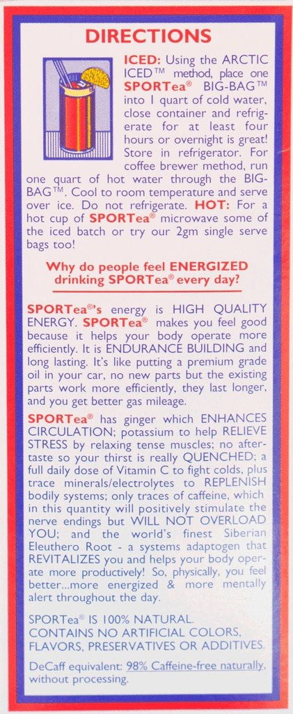 SPORTea 7 Quart-size Tea Bags 3oz