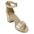 thumbnail image 4 of Cityclassified Shoes Women Low Chunky Block Heel Sandals Open Toe Ankle Strap CAKE-S Gold 7.5, 4 of 5