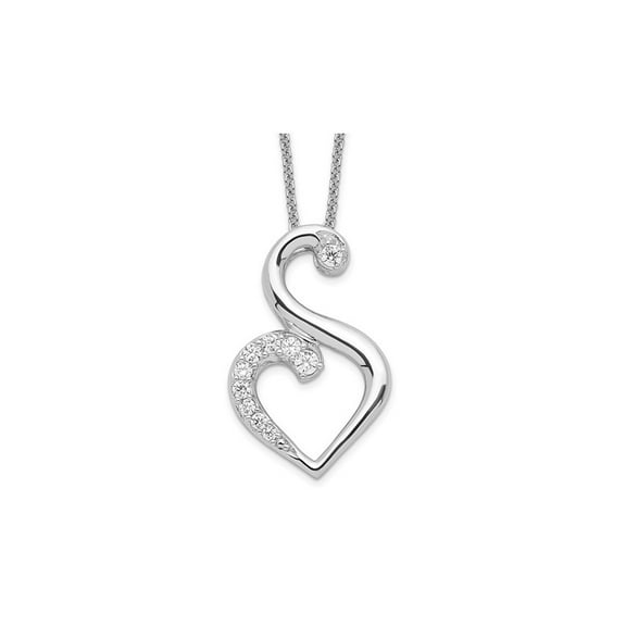 Sentimental Expressions  Sterling Silver Rhodium-plated CZ Journey of Friendship 18in Necklace