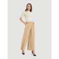 thumbnail image 5 of Women High Waist Casual Wide Leg Long Palazzo Pants Trousers Regular Size Earth Yellow M, 5 of 7