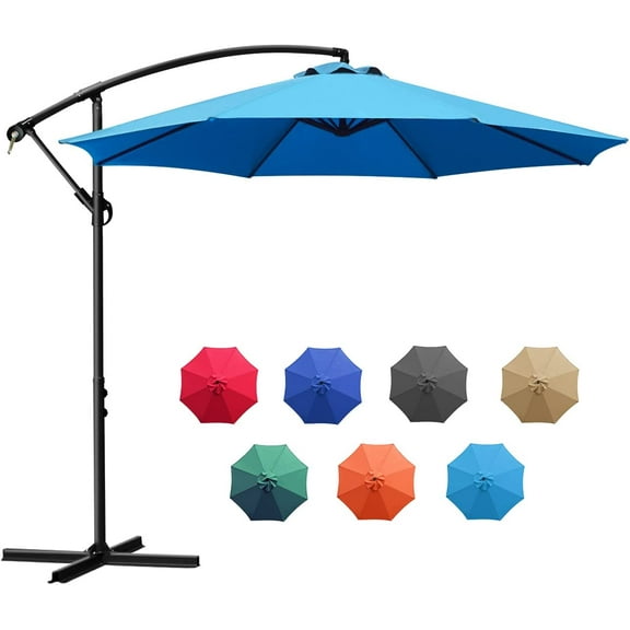 Sunnyglade 10Ft Outdoor Adjustable Offset Cantilever Hanging Patio Umbrella (Blue)