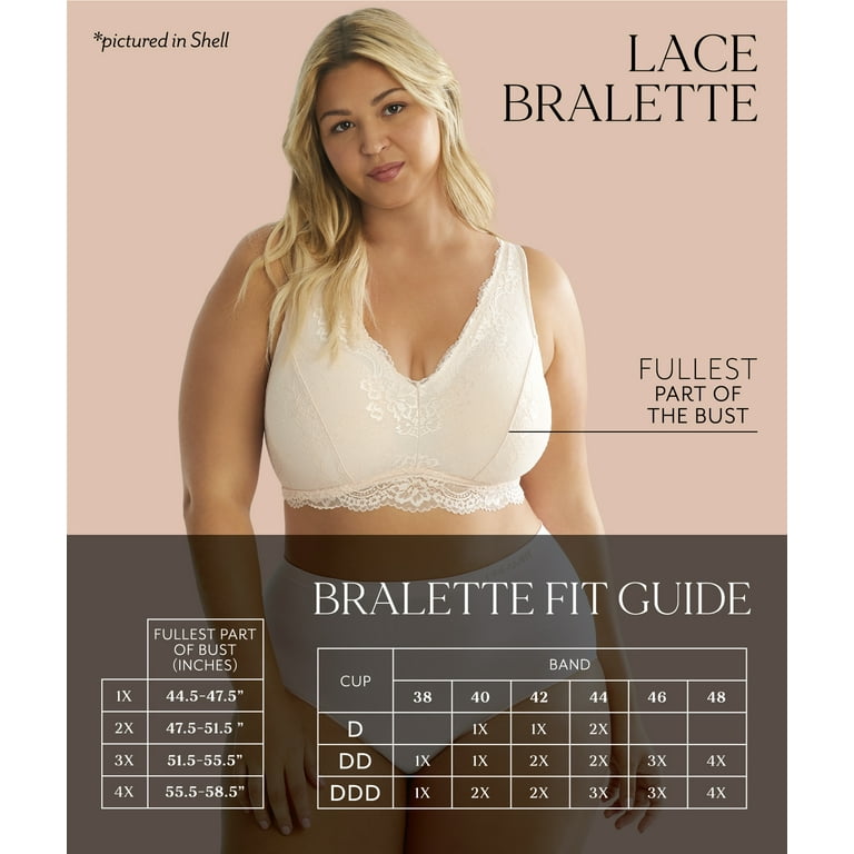 DreamFit Underwear for Women Plus Size Full Coverage Wireless Lace Bralette