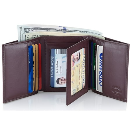men's trifold wallet with flip id