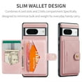 thumbnail image 6 of 2 in 1 Detachable Wallet Back Cover for Google Pixel 9 / 9 Pro, Vintage Premium PU Leather Kickstand Case with Card Holder Pocket & Wireless Charging Slim Phone Cases for Google Pixel 9 / 9 Pro, Pink, 6 of 7