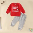 thumbnail image 2 of NOLDARES Baby Toddler Boys Outfits Set 2Pcs Long Sleeve Cute Print Graphic Round Neck Sweatshirt Top Sweatpants Casual Fall Winter Clothes Size:0-6 M,Grey, 2 of 6