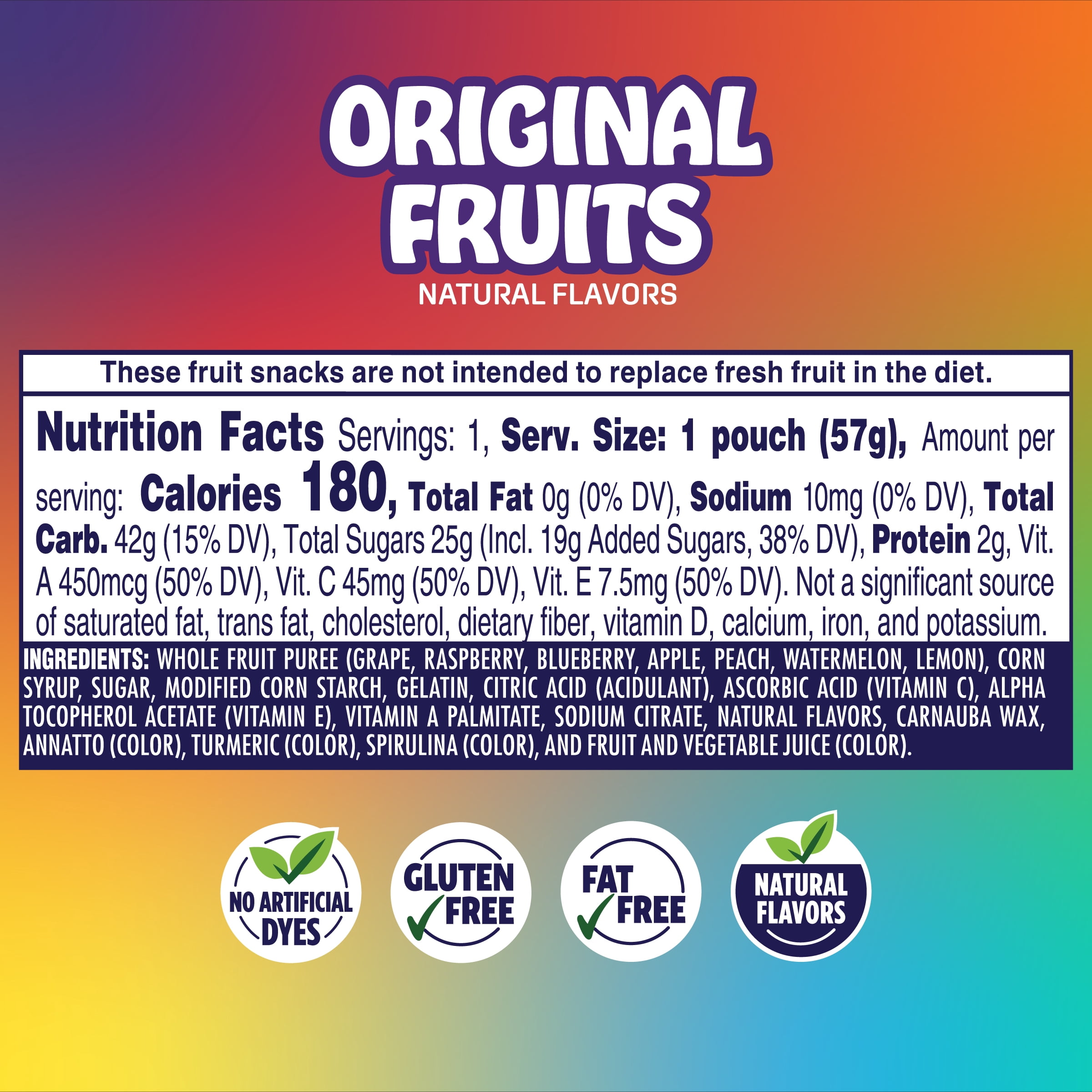 Welch's Fusions Original Fruits, Fruit Snacks, 2 oz, 18 Count