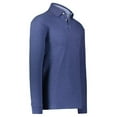 thumbnail image 2 of AKA Men's Solid Polo Shirt Classic Fit - Pique Chambray Collar Comfortable Quality Heather Blue-Long Sleeve Large, 2 of 4