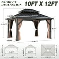 thumbnail image 4 of Howsvn 10 Ft x 12 Ft Outdoor Hardtop Gazebo Heavy Duty Pavilion with Aluminum Frame, Galvanized Steel Double Roof Gazebos with Netting and Curtains for Garden, Patio, Lawns, 4 of 8