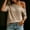 Coffee, variant on Womens One Off Shoulder Striped T Shirts- Summer Short Sleeve Casual Trendy Stretchy Loose Fit Asymmetric Tops Red Size M