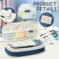 thumbnail image 5 of Canvas Pencil Cases, Zipper Pencil Pouch Big Capacity Special Pencil Cases Storage Bag Organizer Navy Blue, 5 of 7