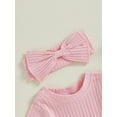 thumbnail image 5 of FEORJGP Toddler Baby Girl 2Pcs Summer Outfits 0 3M 6M 9M 12M 18M Infant Solid Short Sleeve Jumpsuits Crew Neck Ribbed Rompers with Headband Set Newbors Fashion Basic Casual Clothes for Daily, 5 of 6