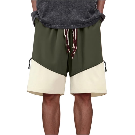 Men's Trousers Drawstring Elastic Waist Pants Casual Stretch Straight Leg Fashion Loose Trouser Hiking Sweatpant Lightweight Zip-Off Outdoor with Pockets Men Baggy Pant S-5XL