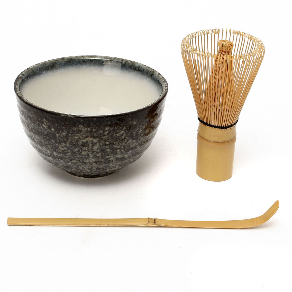 Japanese Ume Flower Matcha Cup Bowl w/ Bamboo Scoop & 100 Whisk Tea Ceremony Set 