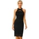 thumbnail image 1 of Elegante vestido de encaje para mujer, cuello halter, sin mangas, ajustado, vestido de cóctel Negro XL, 1 of 6