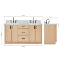 thumbnail image 3 of Ariel Kelly 67 Inch Double Rectangular Sink Bathroom Vanity With Italian Carrara Marble Countertop 1.5 Inch Edge In Oak, 3 of 12