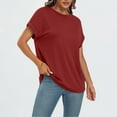 thumbnail image 4 of Elvqul Womens T Shirts Plain Long Sleeve Tops Crewneck Wine Trendy Holiday Blouses for Women, 4 of 9