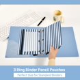 thumbnail image 5 of Dailycode 2 Pack Pencil Pouch for 3 Ring Binder Smooth Zipper Folders with Pockets Clear Window Pencil Case, Navy White Stripe, 5 of 6