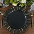 thumbnail image 4 of BalsaCircle 24 Black Gold 13" Acrylic Wooden Textured Round Scalloped Trim Plastic Charger Plates, 4 of 8