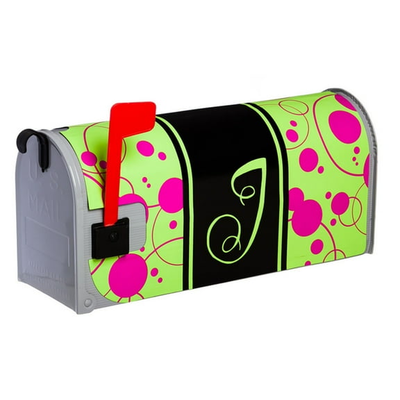Evergreen Flag Polka Dot Monogram Magnetic Mailbox Cover