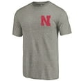 thumbnail image 2 of Men's Gray Heather Nebraska Huskers Left Chest Distressed Logo Tri-Blend T-Shirt, 2 of 3