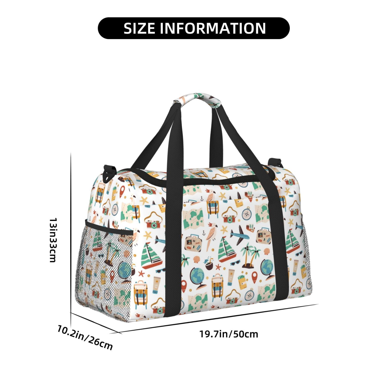 Fuzoiu Travel1 Print Travel Duffle Bag,Carry On Tote Bags,Duffel Bag,Sport Gym Bag, Hospital Bag for Labor and Delivery, Overnight Bag,Luggage Bag